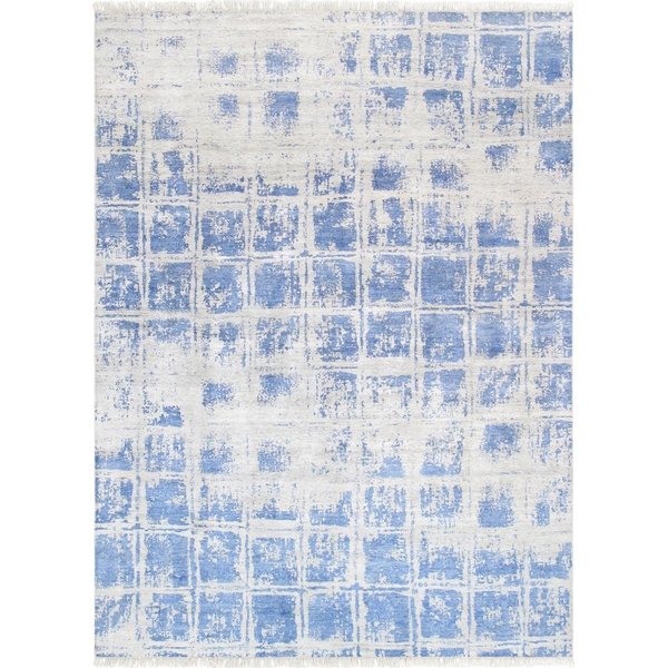 Pasargad Modern Collection HandKnotted Bamboo Silk Area Rug Blue  Grey 6 x 9 ft PV5B 6X9